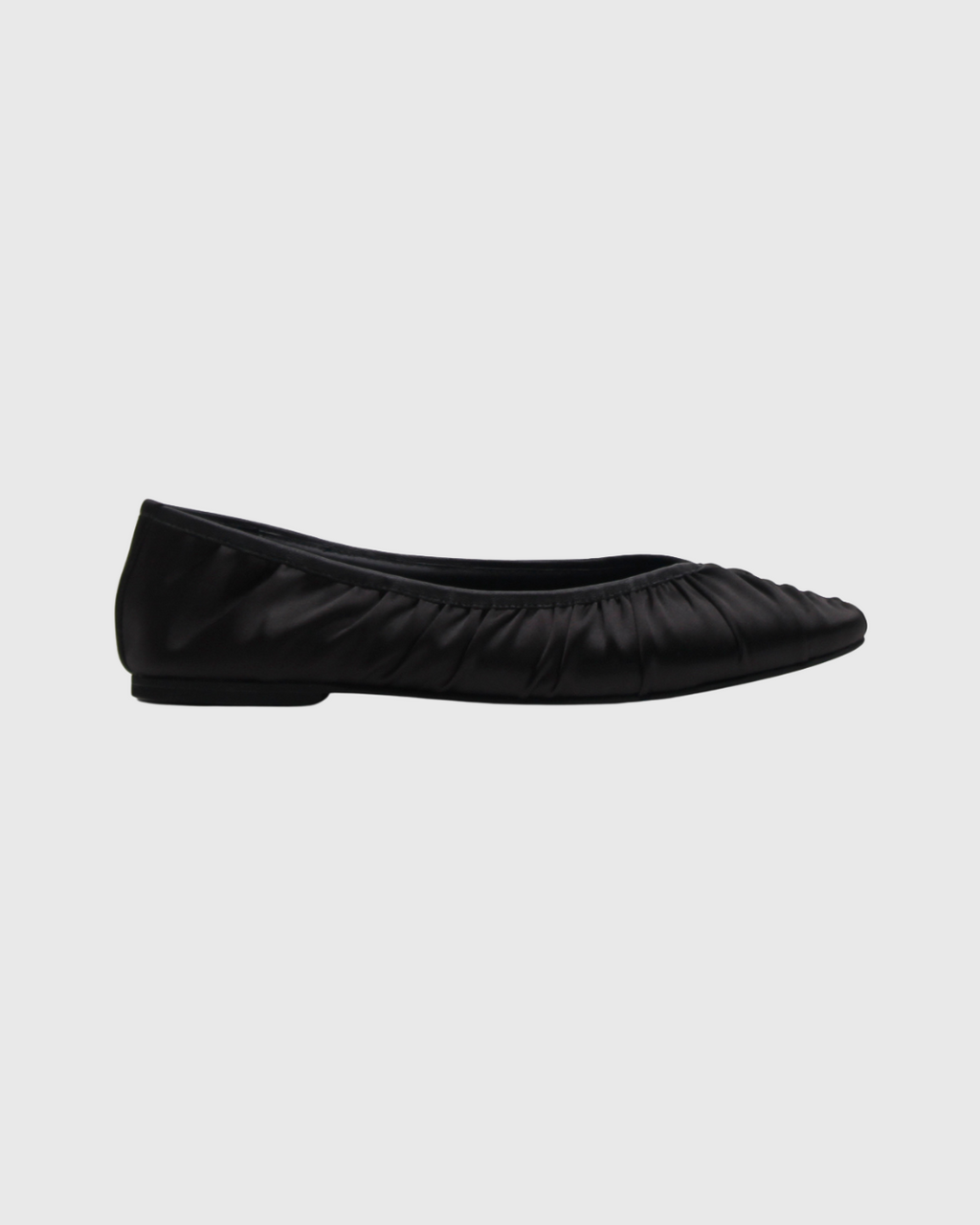 Gathered Flat Black Satin