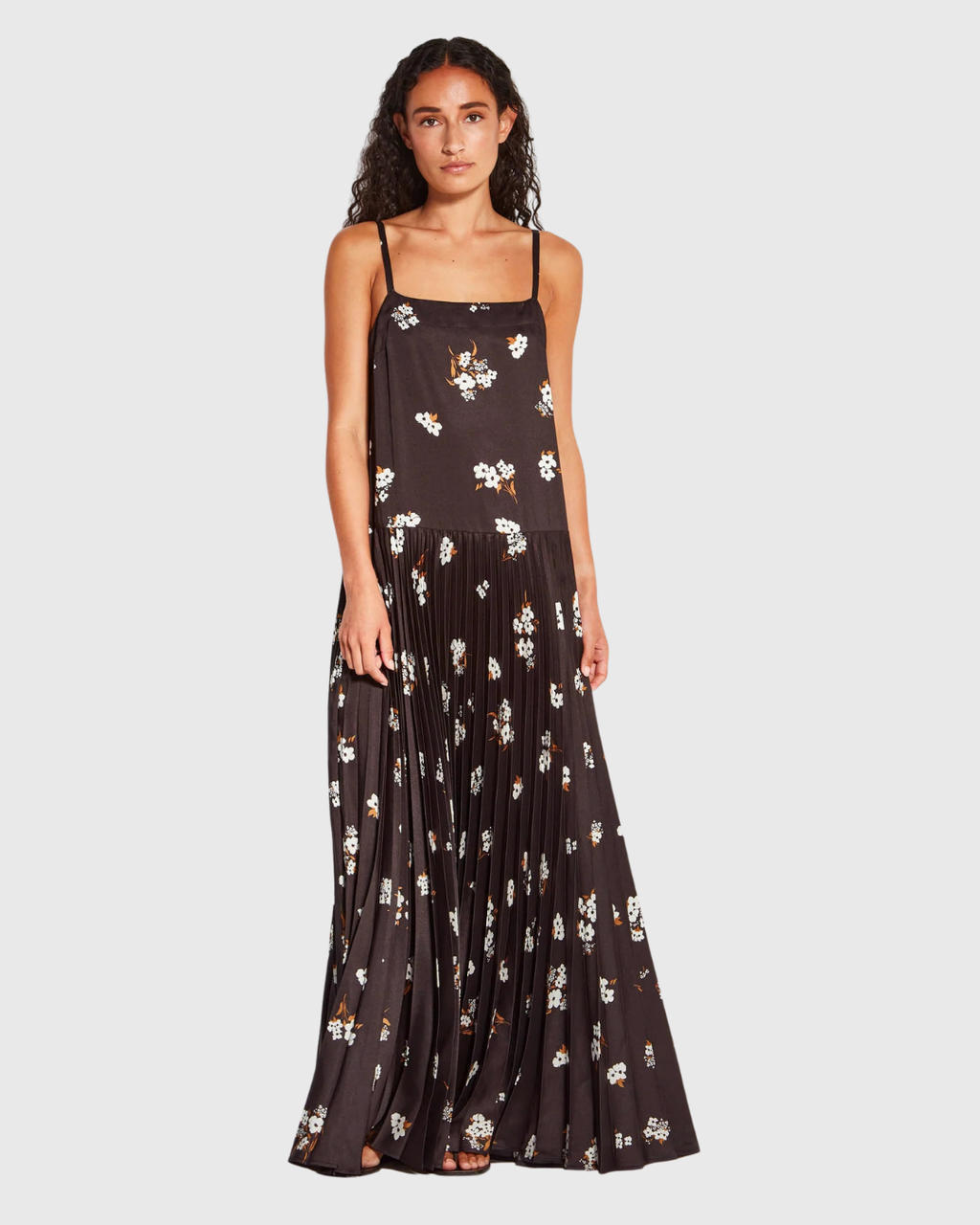 Betty Pleat Dress (Moonflower Twill) Golden