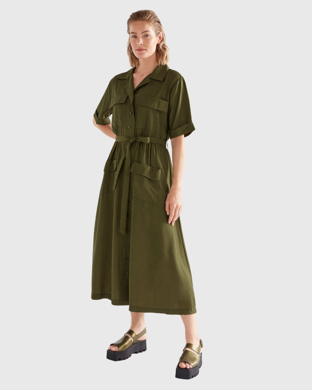 Eine Shirt Dress Bright Olive