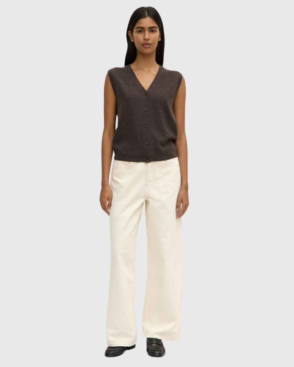 Lara Cashmere Knit Tank Ganache Marle