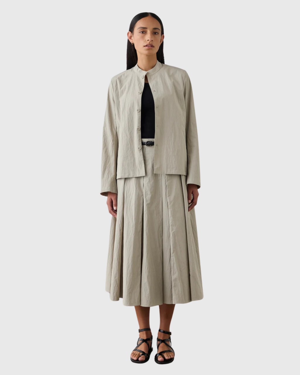 Manadrin Shirt Jacket Pale Sage