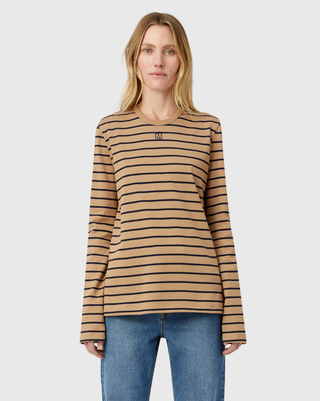 Sora Long Sleeve Top Tan/Navy