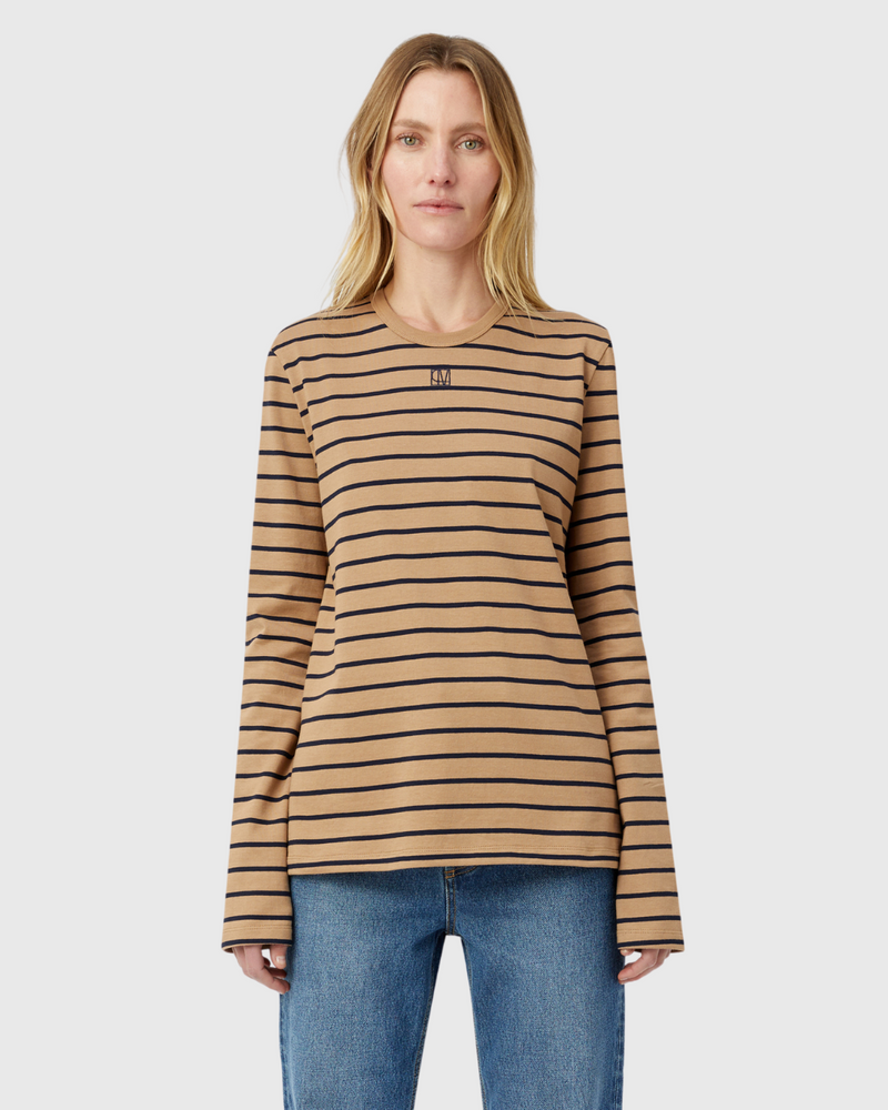 Sora Long Sleeve Top Tan/Navy
