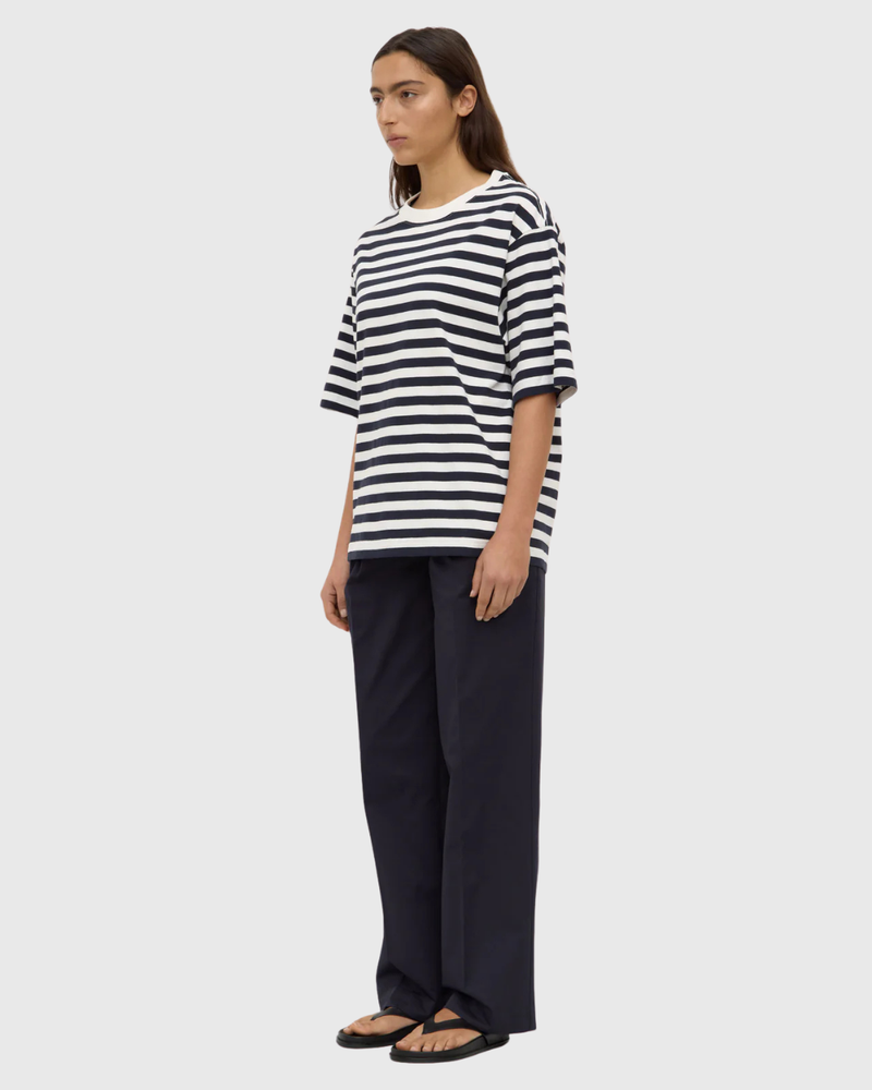 Monte Stripe Cotton SS Tee True Navy/Cream