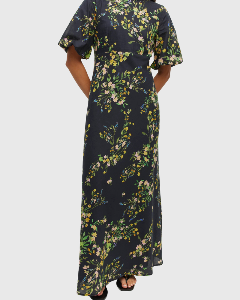 Luciana Dress (Dark Garland Cotton) Painted Petals