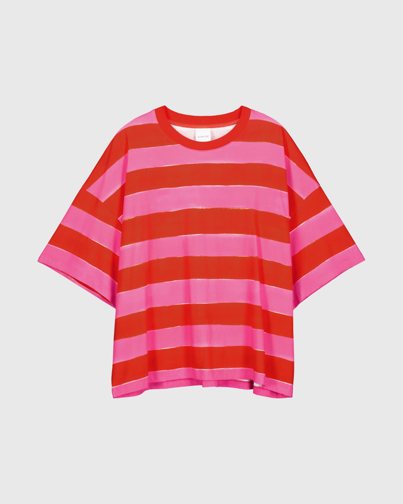 Oversized Boxy Tee Painted Stripe