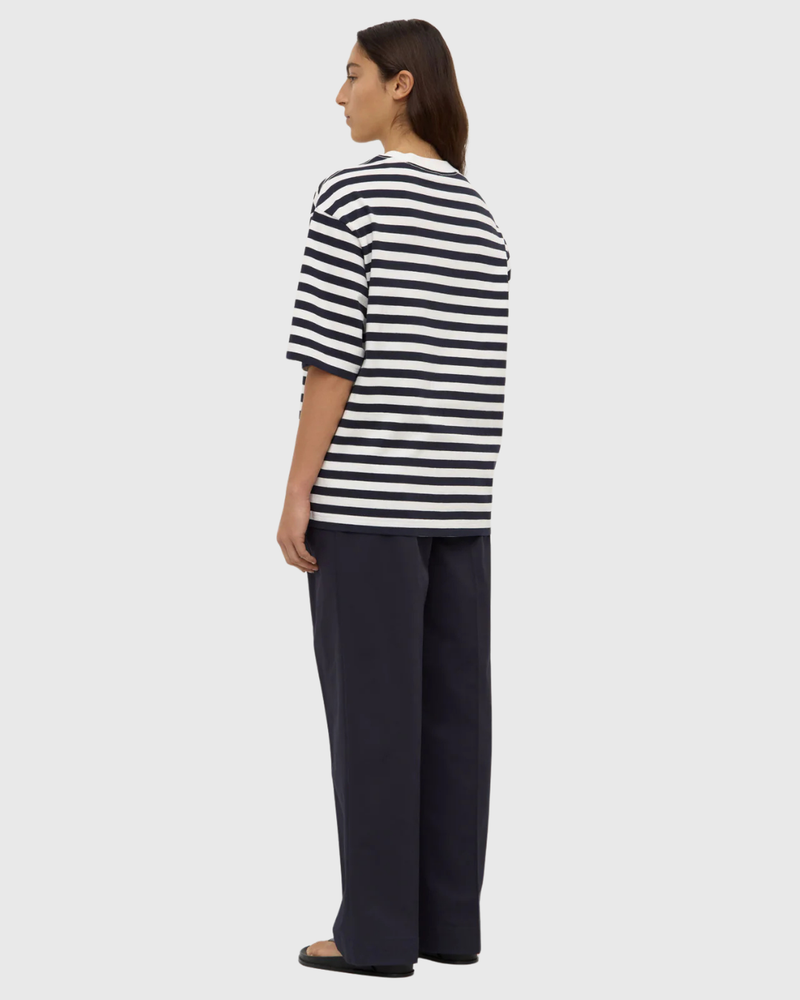 Monte Stripe Cotton SS Tee True Navy/Cream