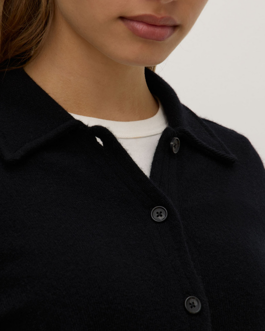 Abigail Wool Cashmere Knit Shirt Black
