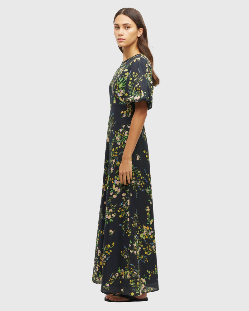 Luciana Dress (Dark Garland Cotton) Painted Petals