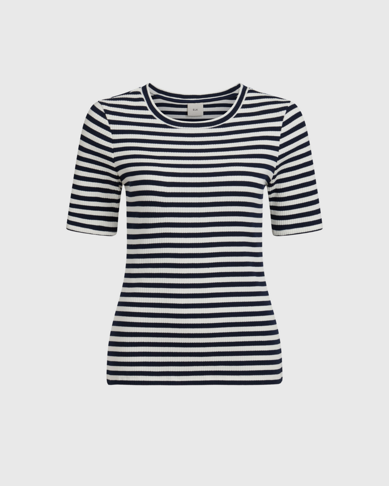 Kullan Ribbed T Shirt White/Ink Stripe