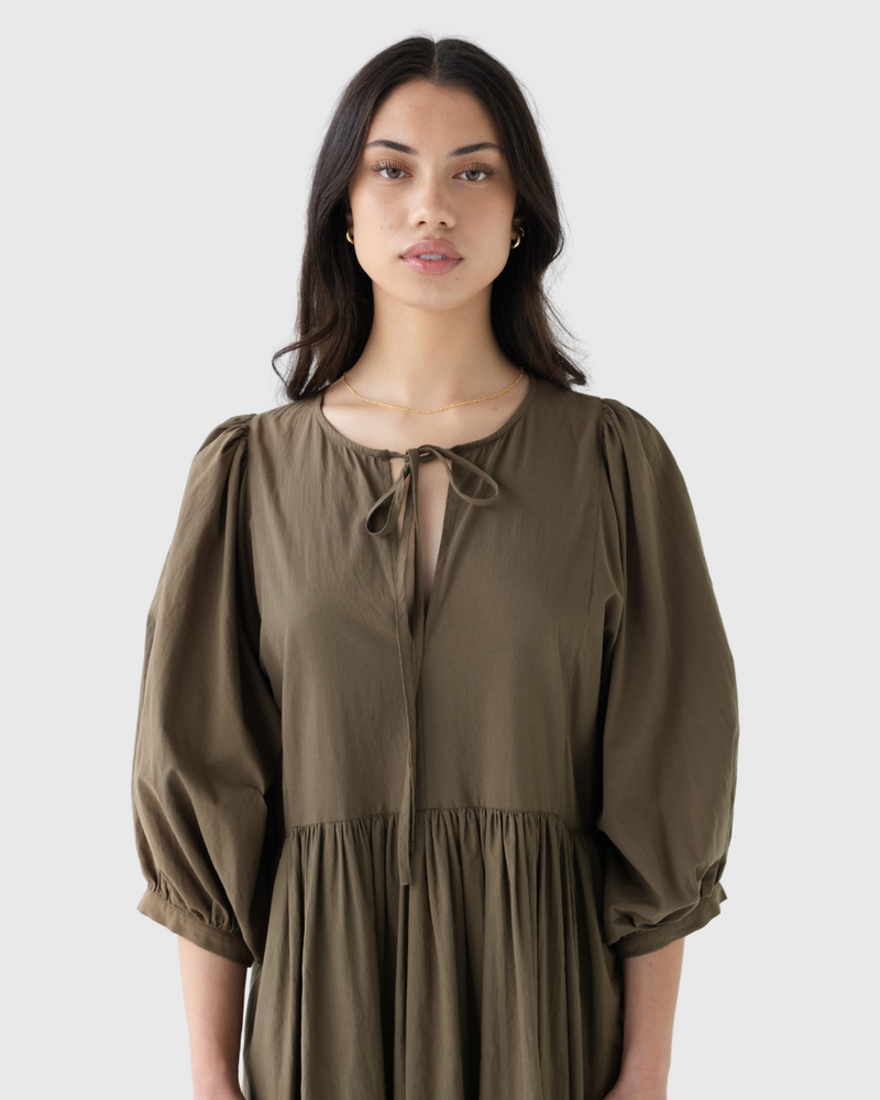 Cotton Midi Dress Forest