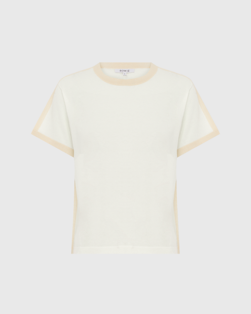 Rania Contrast Knit Tee Oat Milk