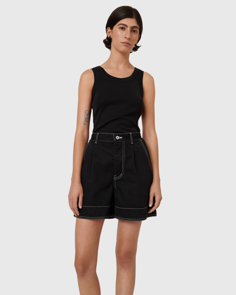Outline Shorts Black Denim