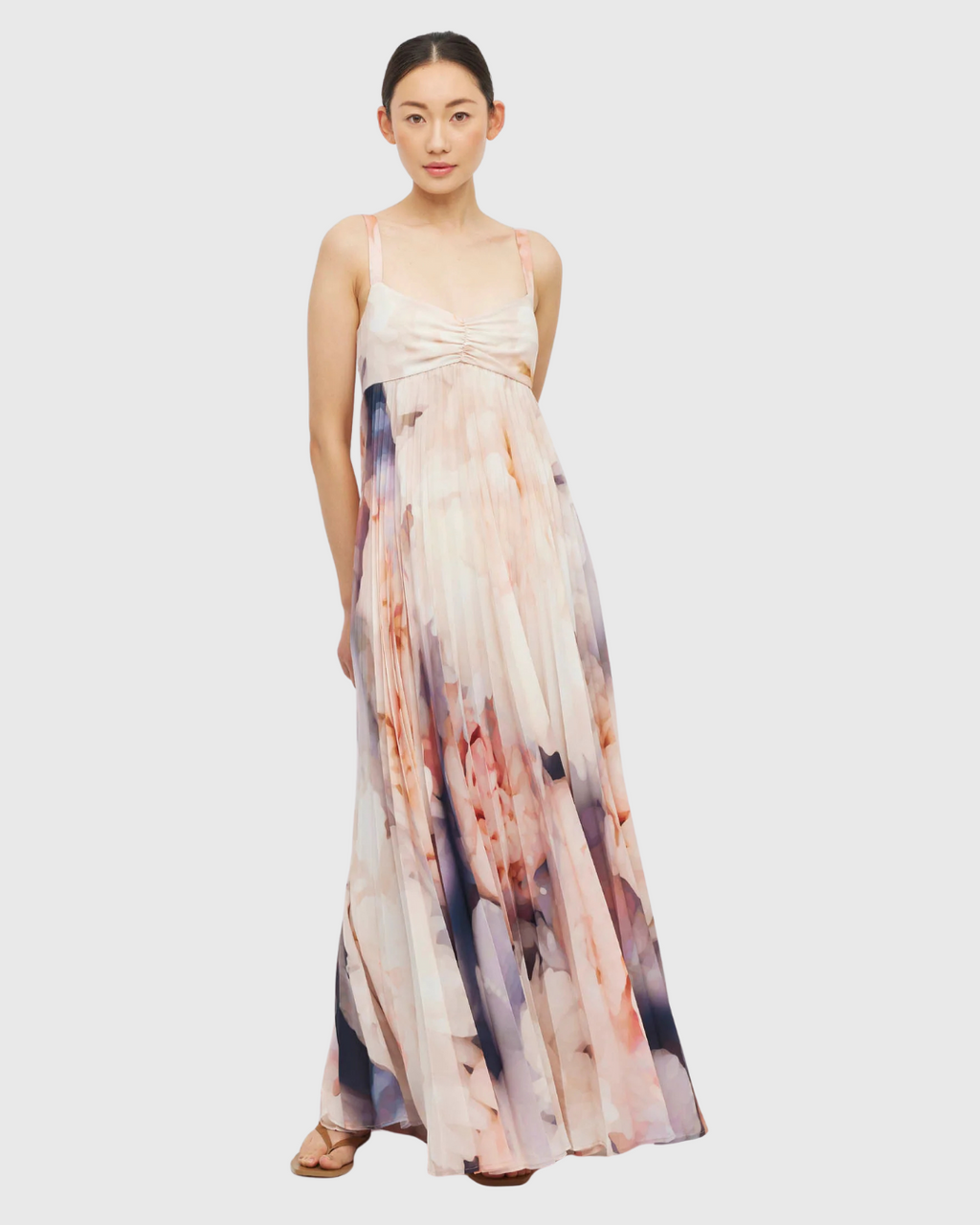 Isabella Pleat Dress (Bloom Crepe) Bouquet