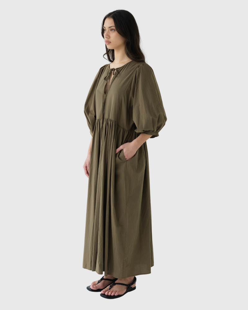 Cotton Midi Dress Forest