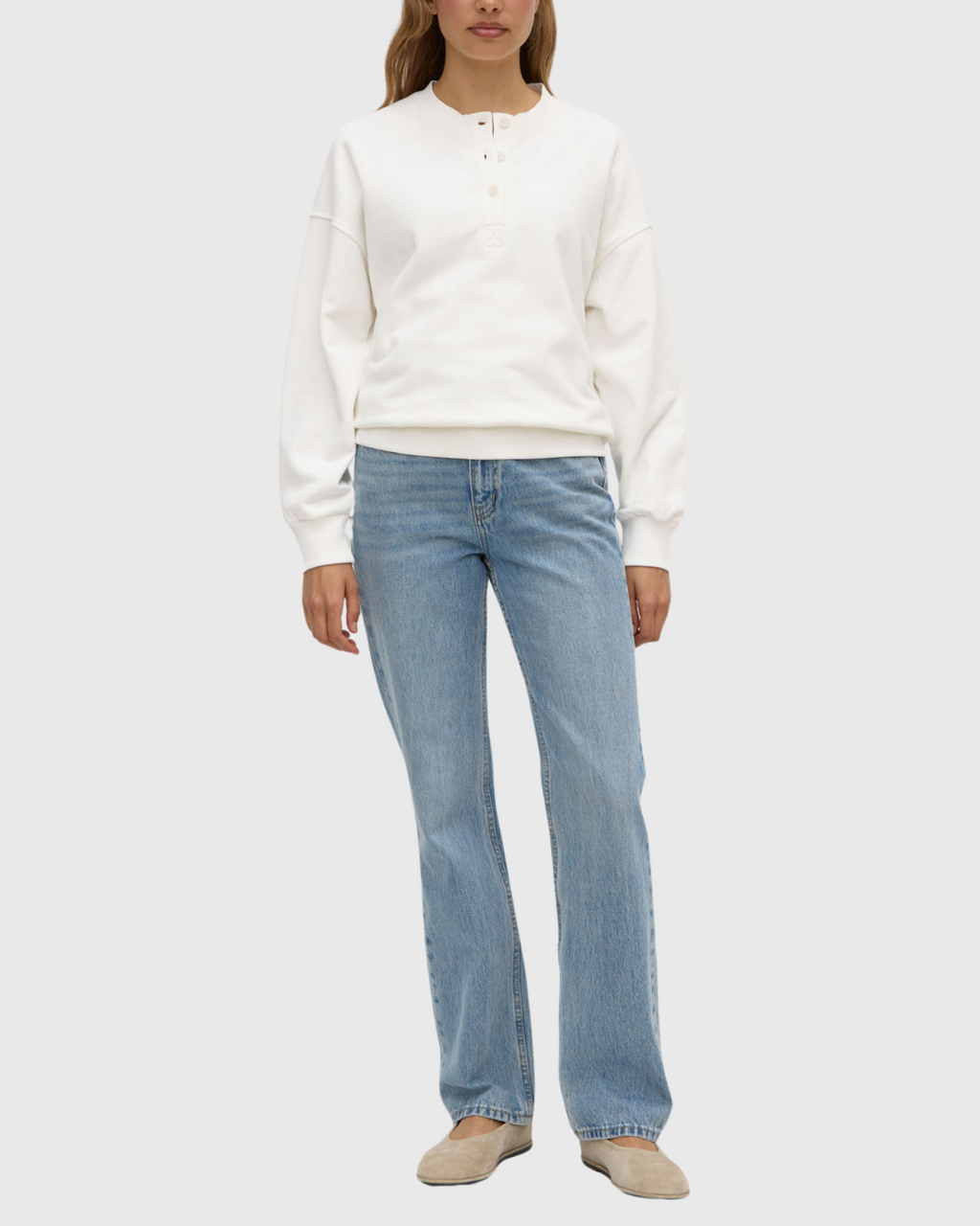 Anya Fleece Crew Antique White