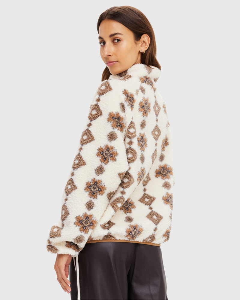 Harlow Fleece Pullover Abstract Creme