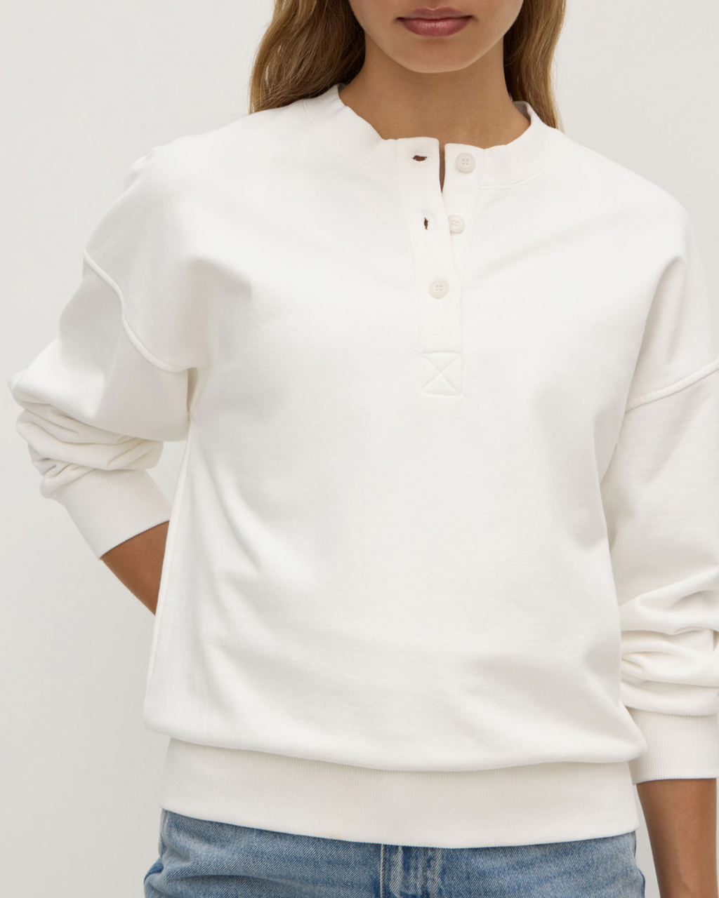 Anya Fleece Crew Antique White