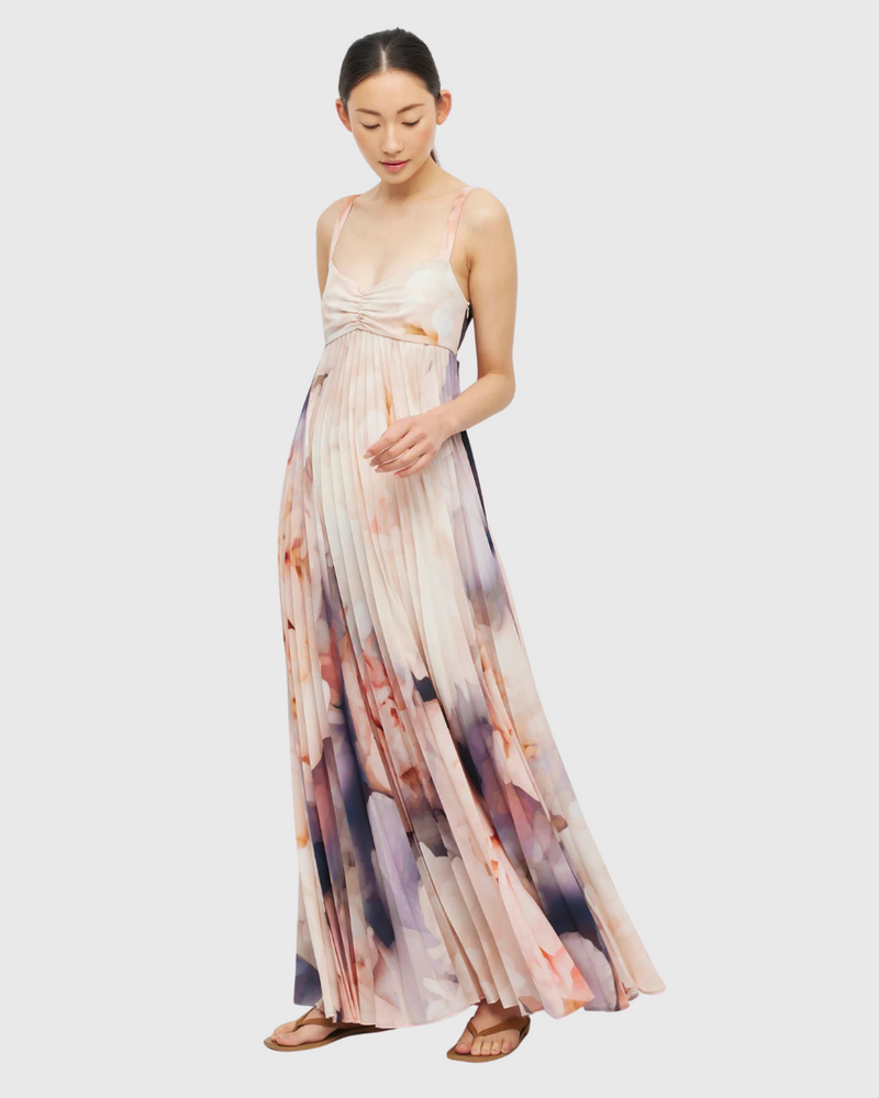 Isabella Pleat Dress (Bloom Crepe) Bouquet