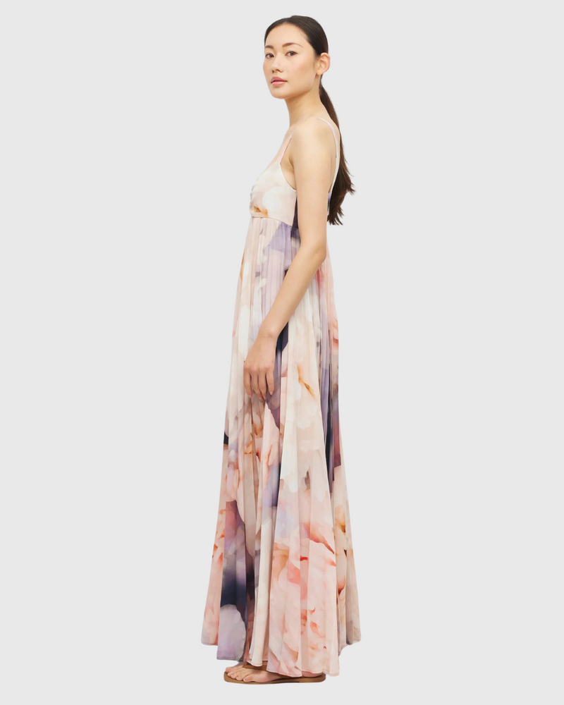 Isabella Pleat Dress (Bloom Crepe) Bouquet