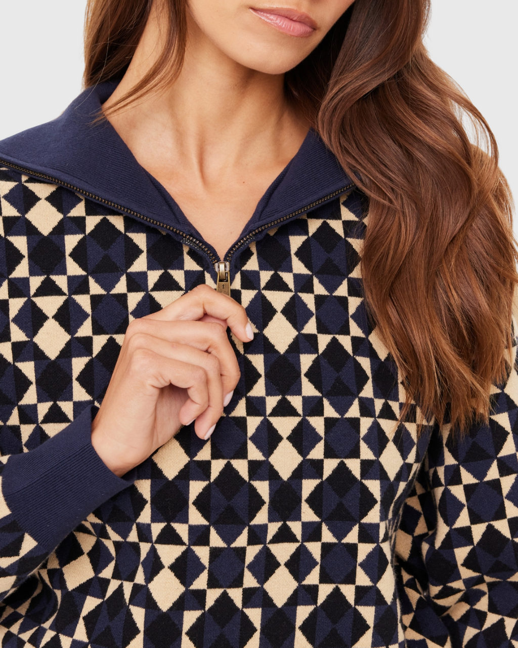 Cosmo Kairo Half Zip Knit Geo