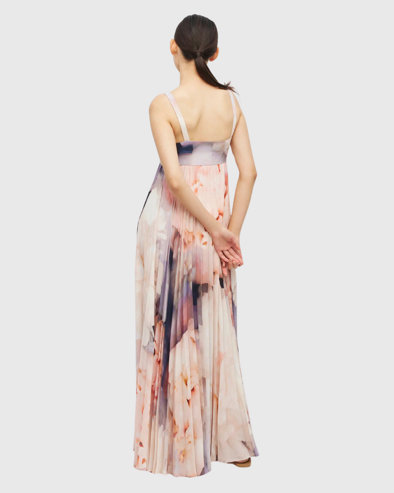 Isabella Pleat Dress (Bloom Crepe) Bouquet