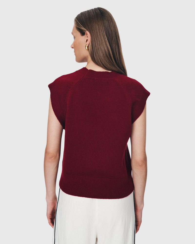 Quinn Merino Knit Vest Merlot Red