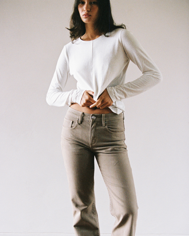 Long Sleeve Drape Top Bone