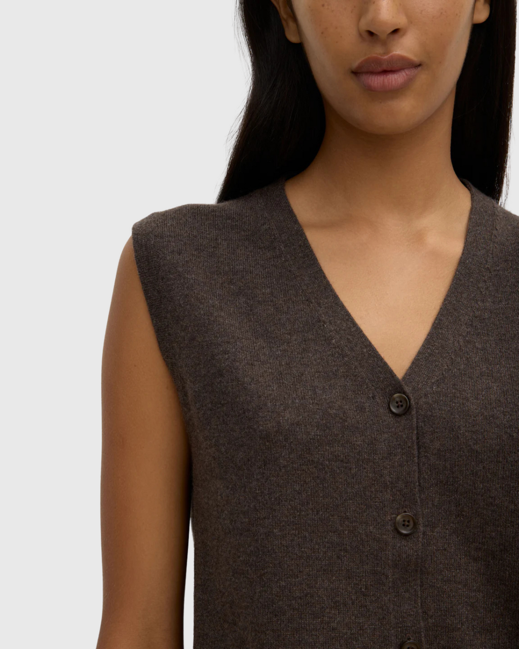 Lara Cashmere Knit Tank Ganache Marle