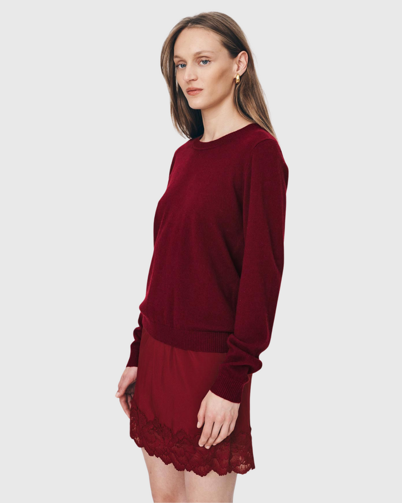 Axel Merino Knit Top Merlot Red