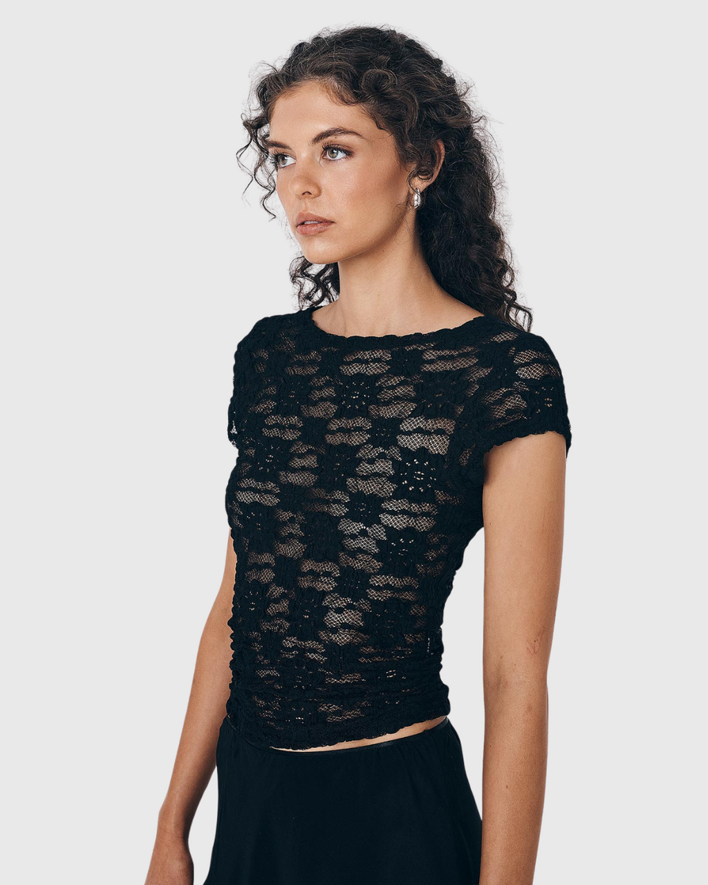 Galo Sunflower Lace Tee Noir