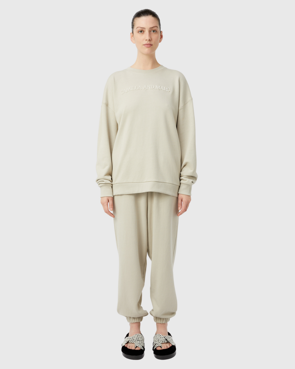 Tia Flocking Logo Crew Oyster