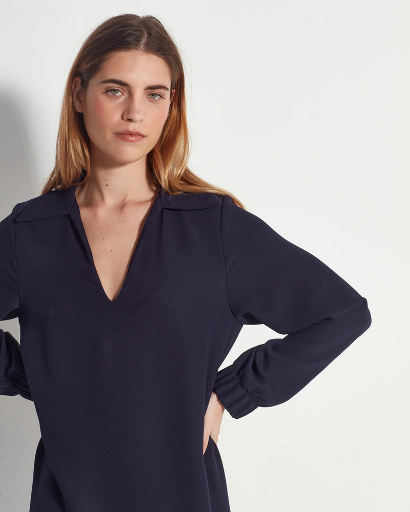 Tracey Tunic (Luxe Crepe) Navy