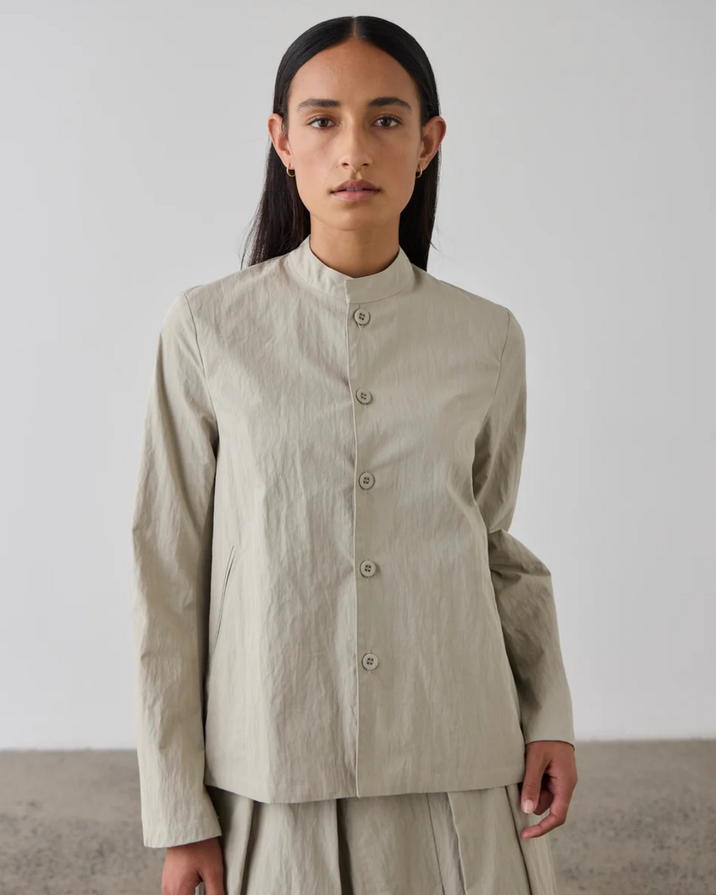 Manadrin Shirt Jacket Pale Sage