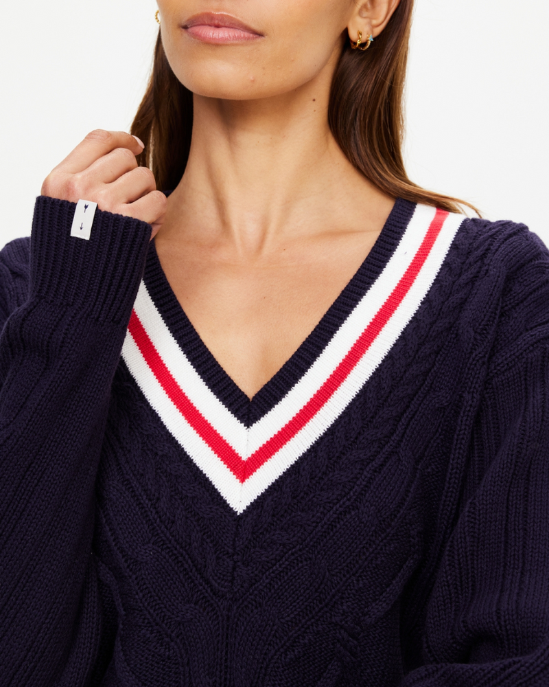Renshaw Josette V Neck Sweater Navy