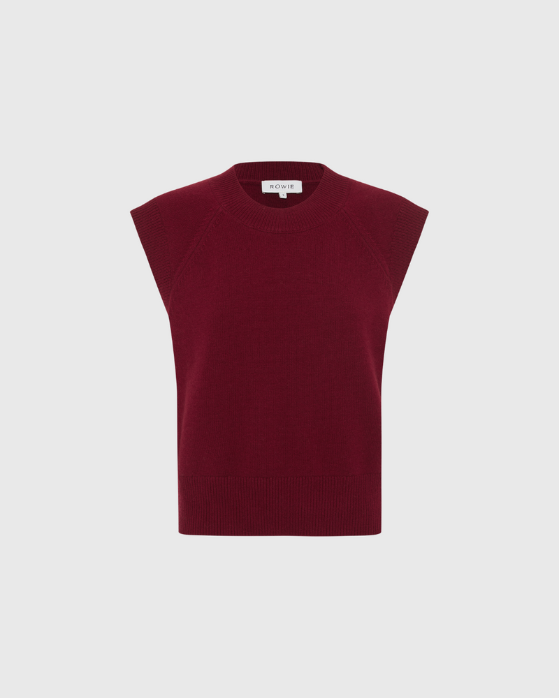 Quinn Merino Knit Vest Merlot Red
