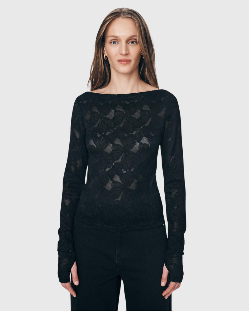 Samantha Lace Top Noir