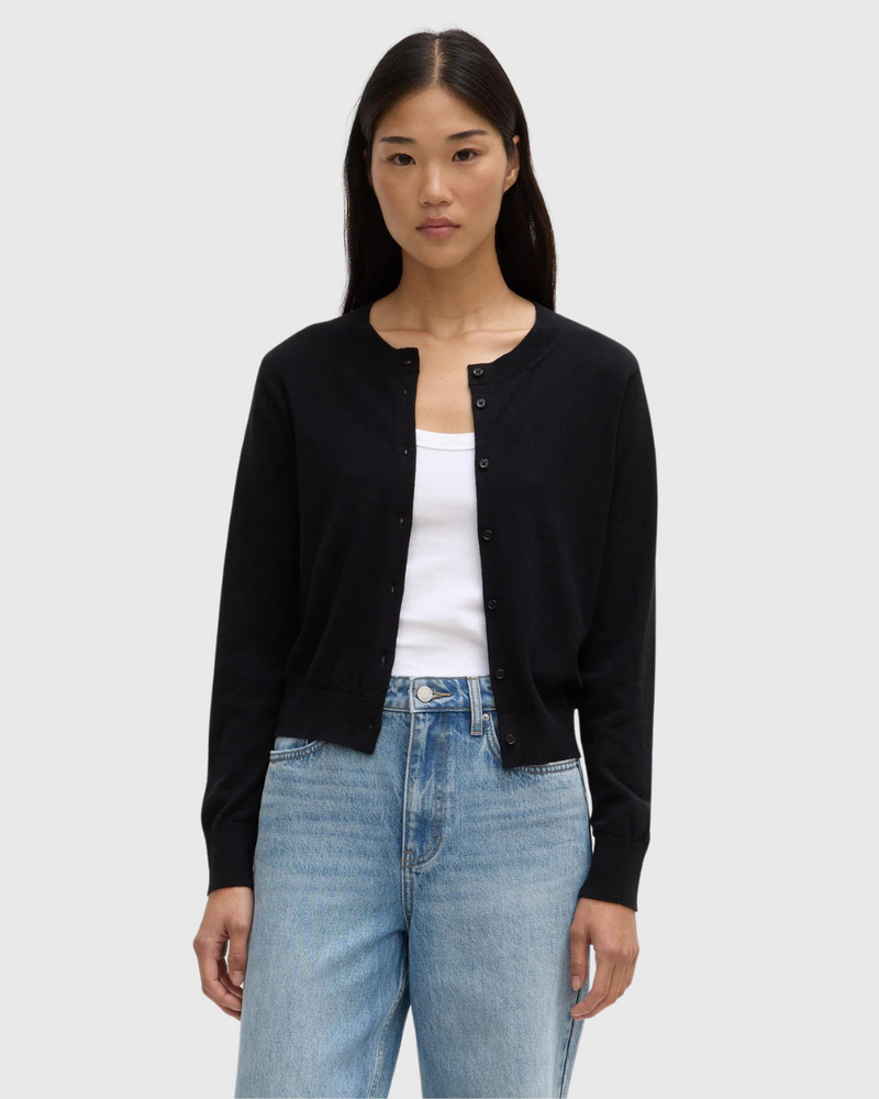 Semra Cotton Cashmere Cardigan Black