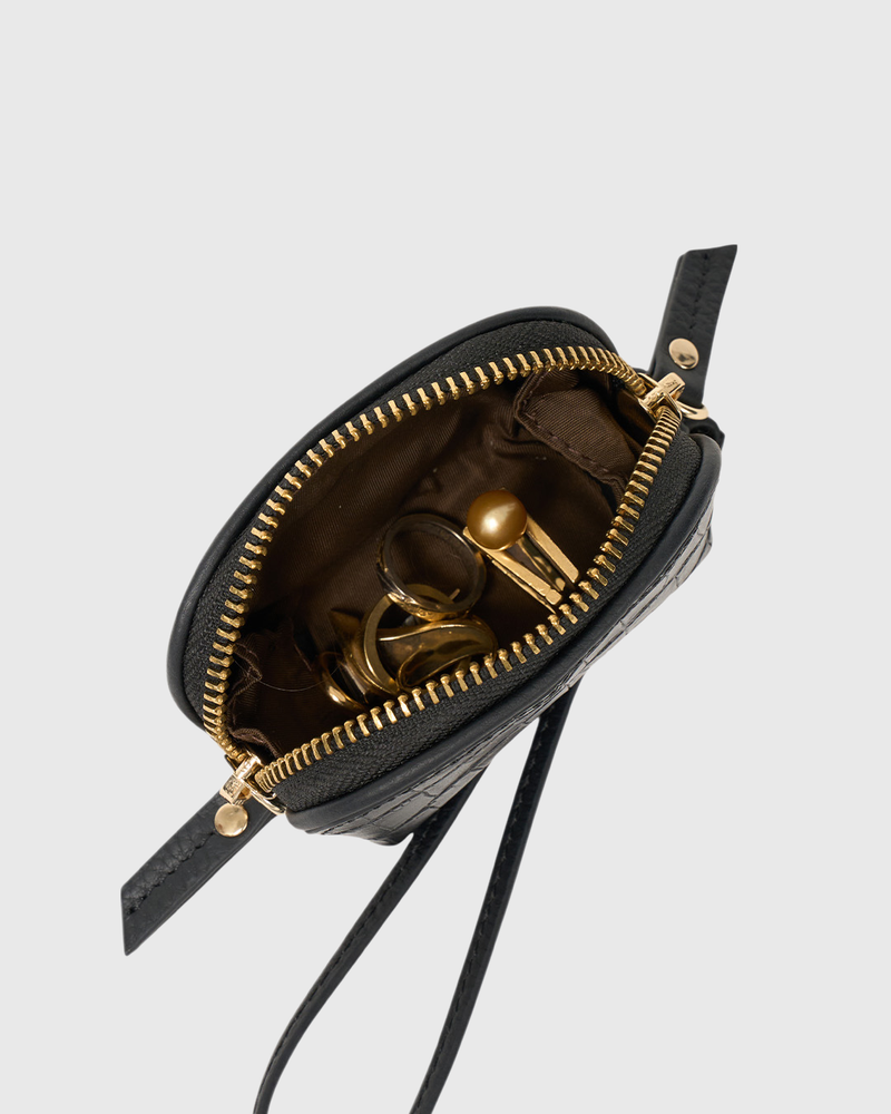 Tarin Airpod Pouch Black Matte Croc