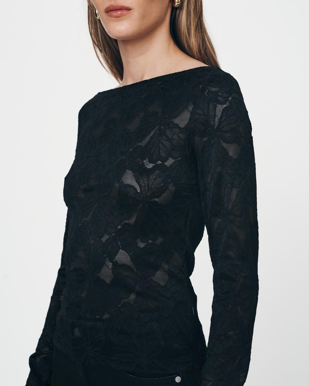 Samantha Lace Top Noir