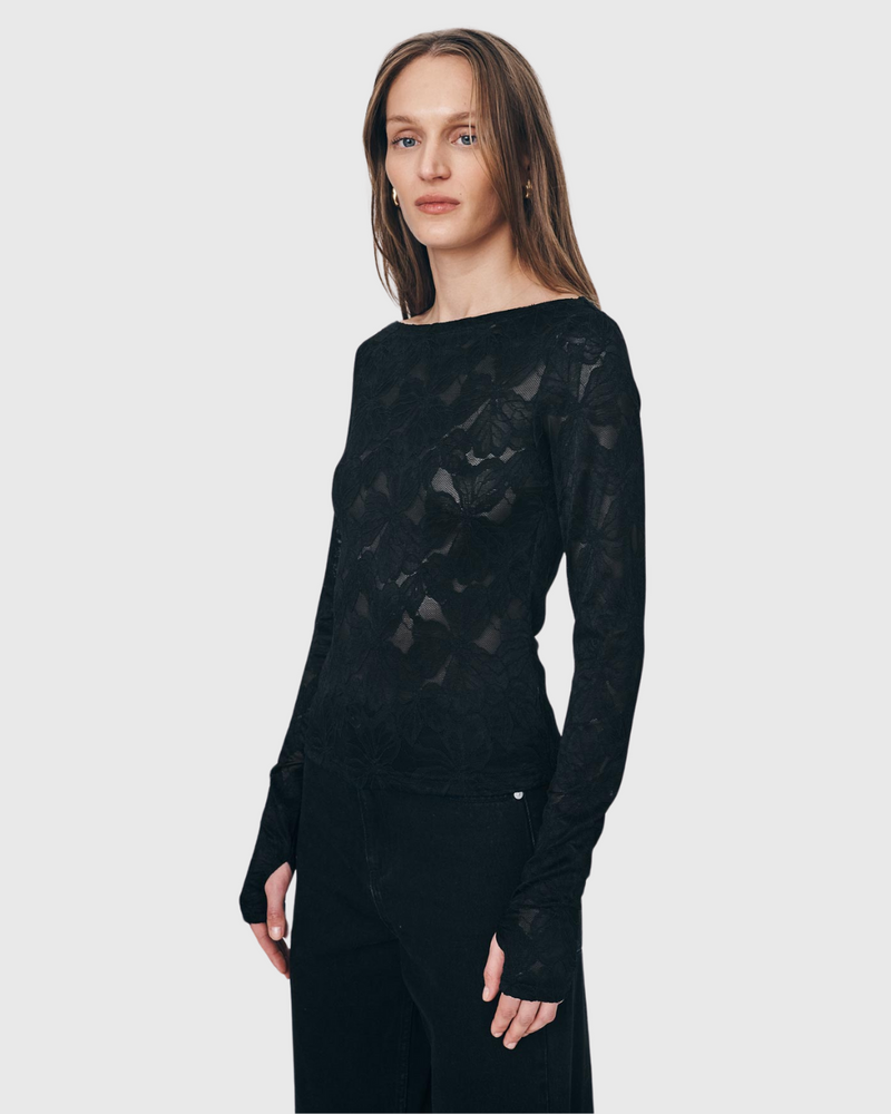 Samantha Lace Top Noir