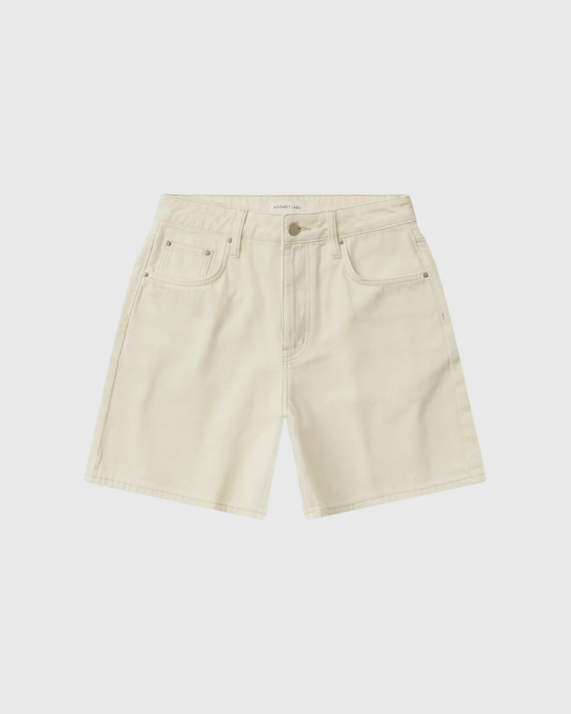 Mid Rise Vintage Denim Short Ecru