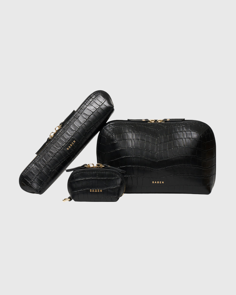 Tarin Airpod Pouch Black Matte Croc