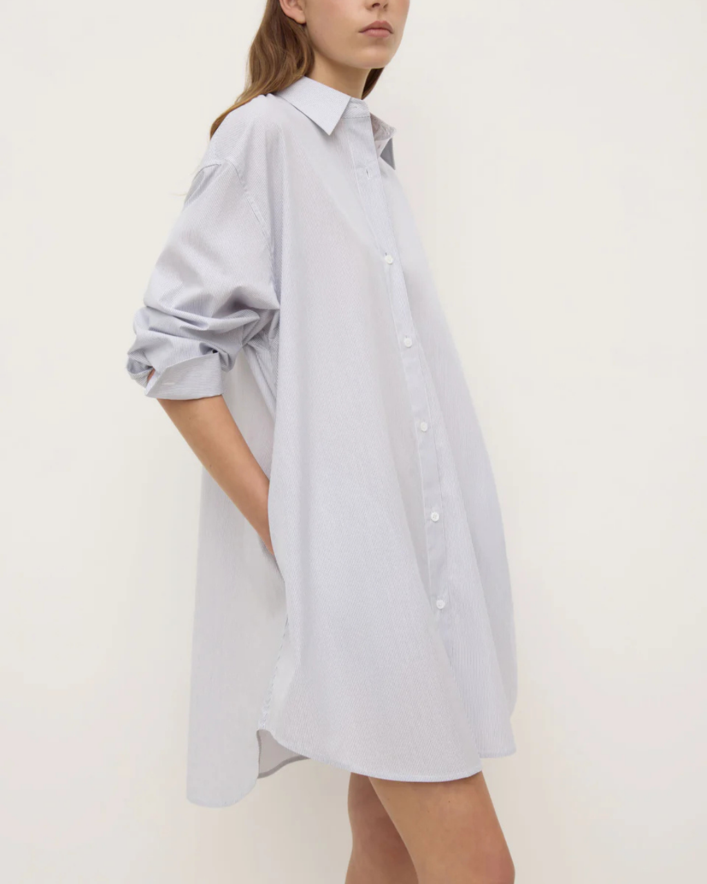 Cora Stripe Shirt Dress White/Navy Stripe