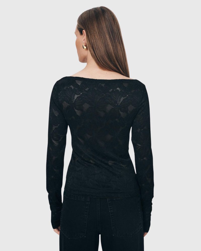 Samantha Lace Top Noir