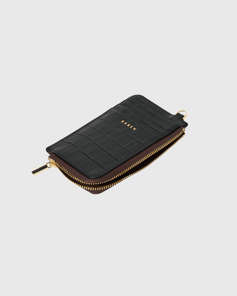 Winona Card Holder Black Croc