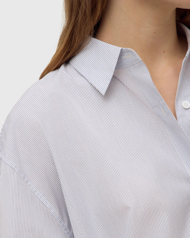 Cora Stripe Shirt Dress White/Navy Stripe