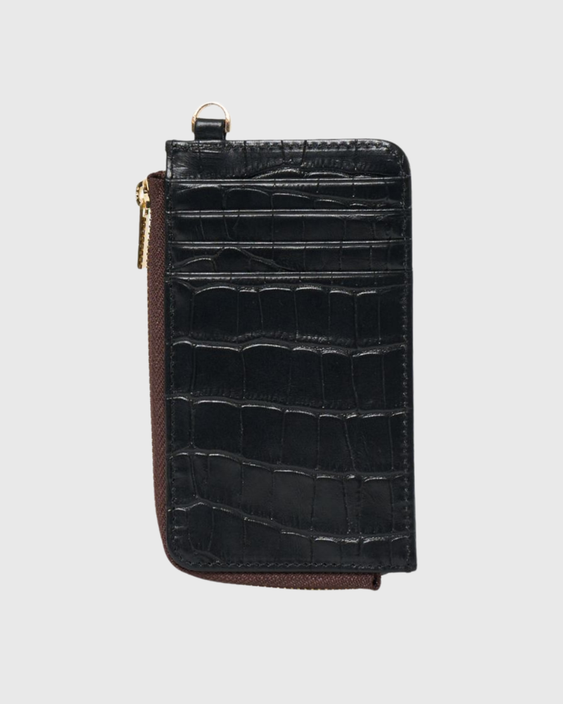 Winona Card Holder Black Croc