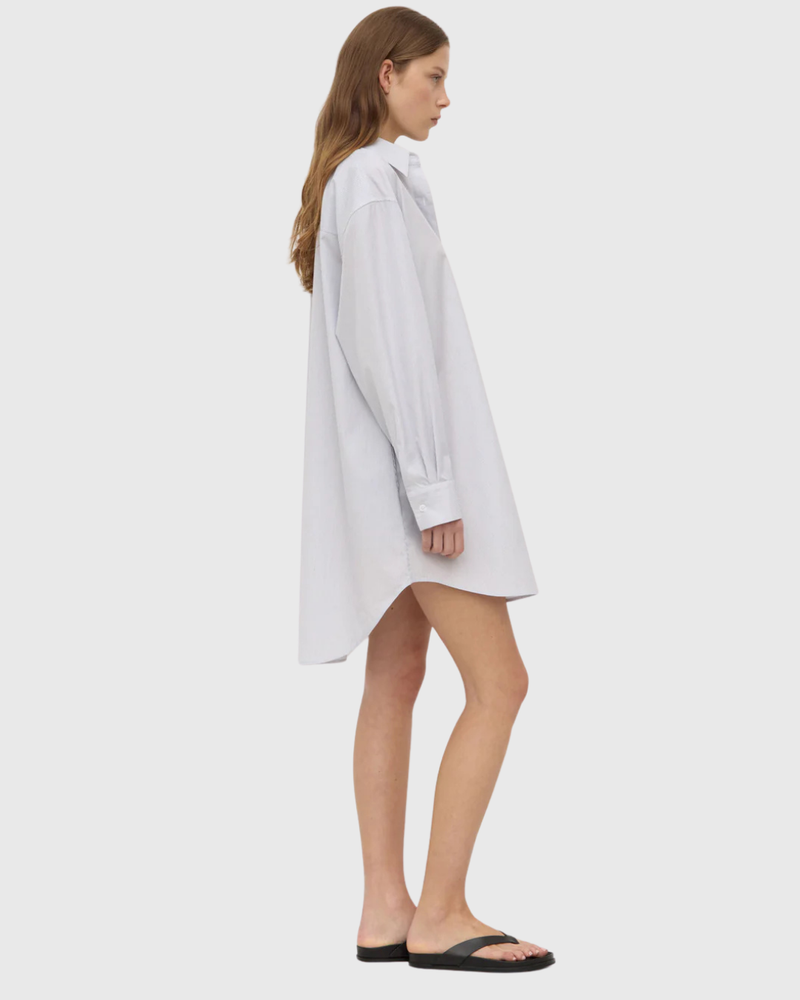 Cora Stripe Shirt Dress White/Navy Stripe