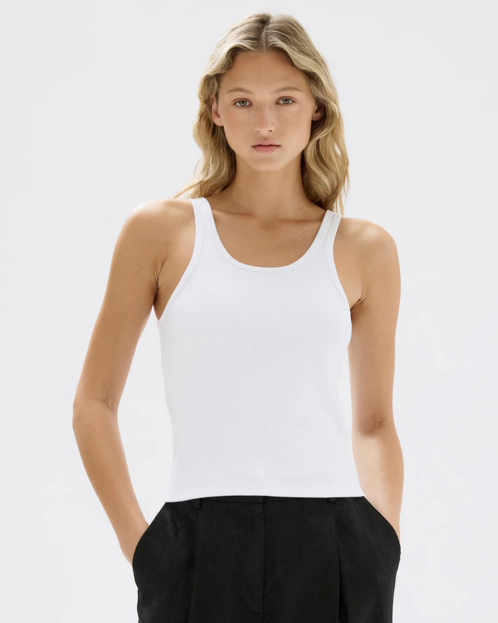 Drew Rib Tank White
